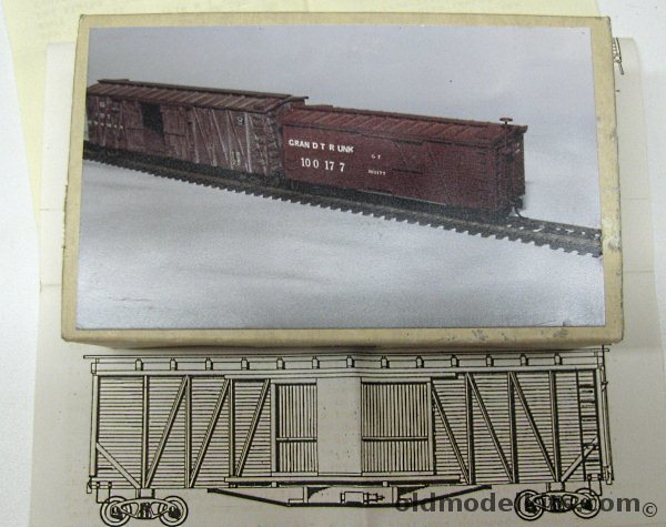 John Rendall 1/87 36' or 40' Sliding Door Single Sheathed 7 Panel Wood Box Car - Canadian National - Wood HO Craftsman Kit plastic model kit